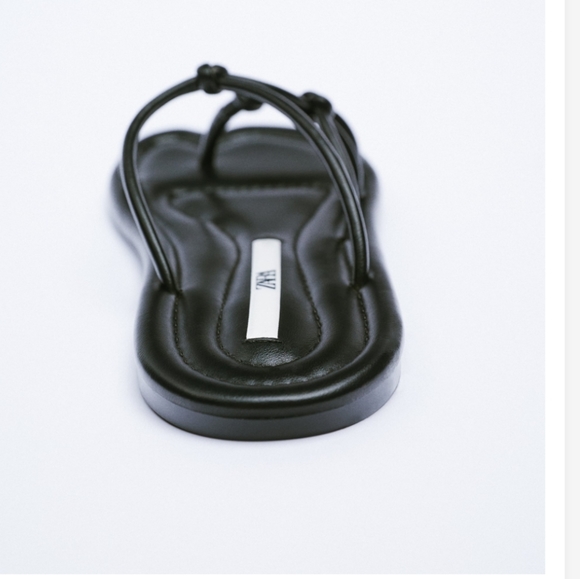 NWT Zara Black Flat Knotted Strap Sandals, Size 10 - Picture 3 of 13